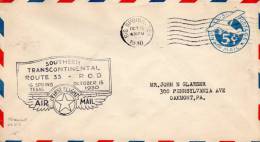 Big Springs TX To Oakmont PA Southern Transcontinental 1930 First Flight Air Mail Cover - 1c. 1918-1940 Brieven