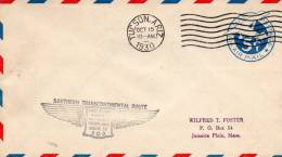 Tuscon AZ To Jamaica Plains MA Southern Transcontinental 1930 First Flight Air Mail Cover - 1c. 1918-1940 Covers