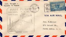Tacoma WA To Pasco WA 1929 First Flight Air Mail Cover - 1c. 1918-1940 Cartas