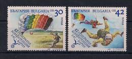 BULGARIA, YVERT 3279/3282**, DEPORTES, AÑO 1989, PARACAIDISMO, DEPORTES AÉREOS, VUELO SIN MOTOR - Paracaidismo