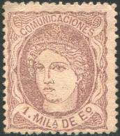 Edifil 102(*) 1 Mil Violeta Sobre Anteado En Nuevo, Bien Centrado - Unused Stamps