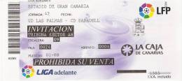 UD Las Palmas-CD Sabadell Spain Spanish League Football Match Ticket - Tickets D'entrée