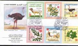 Tunisia 2003 - Animals And Flowers, FDC - Ostriches