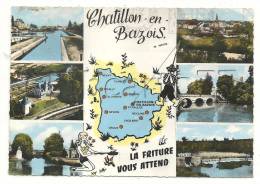 Chatillon-en-Bazois (58) : 6 Vues + Une Illustration De Pêcheurs  En 1975 (animé). - Chatillon En Bazois