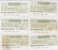 6  Miniassegni  BANCA  CATTOLICA Del VENETO    Da L.100  A Commercianti Rovigo, Vicenza , Treviso - [10] Cheques En Mini-cheques