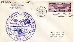 Little Rock AR To Dallas TX 1931 First Flight Air Mail Cover - 1c. 1918-1940 Briefe U. Dokumente