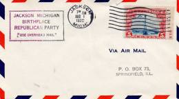 Jackson MI 1928 Air Mail Cover - 1c. 1918-1940 Briefe U. Dokumente