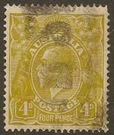 AUSTRALIA 1924 4d Olive-yellow KGV SG 80 U YH355 - Used Stamps