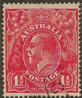 AUSTRALIA 1926 1 1/2d Scarlet KGV SG 87 U YH211 - Usati