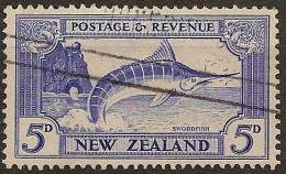 NZ 1935 5d Swordfish Single Wmk SG 563 U YD71 - Gebruikt