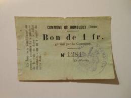 Somme 80 Hombleux , 1ère Guerre Mondiale 1 Franc 8-4-1915 R - Bons & Nécessité