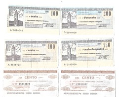 6 Miniassegni BANCA POPOLARE BERGAMO L.100 ,150, 200 + IST.CENT.BANCHE POPOLARI - [10] Cheques En Mini-cheques