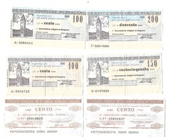 6 Miniassegni BANCA POPOLARE BERGAMO L.100 ,150, 200 + IST.CENT.BANCHE POPOLARI - [10] Chèques