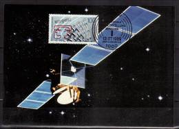 ALLEMAGNE  BERLIN  CARTE  Maxi Cachet  1er Jour Berlin 12  1989  Satellite Espace - Europe