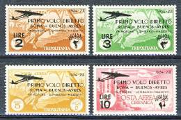 Tripolitania PA 1934 SS 30 Volo Roma-Buenos Aires N. 30-33 MNH  Cat. € 60 - Tripolitaine