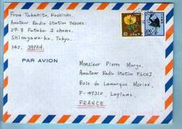 Lettre Cover Par Avion Via Air Mail Japon Nippon Pour La France - CAD Shinagawa 4-11-1996 / 2 TP Oiseau & Fleur - Storia Postale