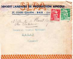 Dax 40 Lettre 1943 De Société Landaise De Production Apicole Pour Habas 40 - Covers & Documents