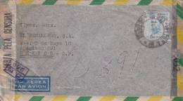 G) 1946, BRAZIL, COVER II WAR, MILITARY CENSORSHIP SINGLE STAMP, CIRCULATED TO MEXICO XF - Covers & Documents