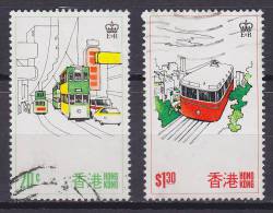 Hong Kong 1977 Mi. 337, 339      20 C & 1.30 $ Doppel-stöckige Strassenbahn & Bergsbahn - Usados