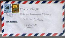 Lettre Cover Par Avion Via Air Mail Japon Nippon Pour France - CAD Yasugi ? 28-03-1994 / TP Oiseau & Fleur - Idéogramme - Lettres & Documents