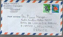 Lettre Cover Par Avion Via Air Mail Japon Nippon Pour France - CAD Yokohama 12-04-1995 ? / TP Oiseau & Fleur - Covers & Documents