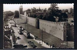 RB 929 - Circa 1960 Real Photo Postcard - Tram & Buses Duke Street & Cardiff Castle - Glamorgan Wales - Glamorgan