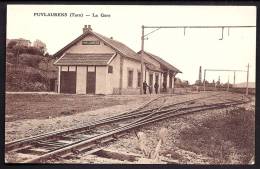 CPA ANCIENNE- FRANCE- PUYLAURENS (81)- LA GARE COTÉ INTERIEUR AVEC ANIMATION- AIGUILLAGES TRES GROS PLAN- - Puylaurens