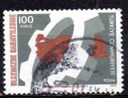 TURKEY 1974 "Turkish Development". - 100k -Turkey Map Within Cogwheel FU - Used Stamps