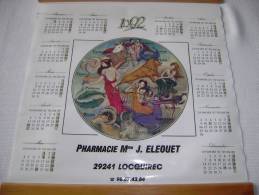 Calendrier 1992 - SIGNES Du ZODIAQUE / PHARMACIE - LOCQUIREC - Tamaño Grande : 1991-00