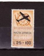 ITALY 1946 Polish Troups In Italy Air Stamp Overprinted "POCZTA LOTNICZA" Sassone Cat. N° 3 Mint Hinged * - Otros & Sin Clasificación