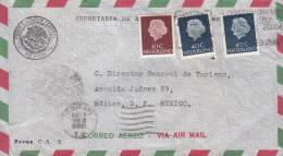 G) 1958 NETHERLAND, AIRMAIL CIRCULATED COVER TO MEXICO, MEXICAN EMBASSY SEAL XF - Lettres & Documents