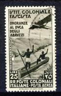 Emissioni Generali 1934 Onoranze Duca Abruzzi N. 30 Lire 25 Bruno Nero, Usato Cat. € 300 - General Issues