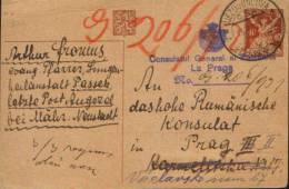 Czechoslovakia-Postal Stationery Postcard 1921-Ask The Consulate General Of Romania In Prague - Postcards