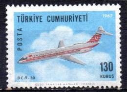 TURKEY 1967 Air. Aircraft. - 130k. Douglas DC-9-30 MH - Unused Stamps