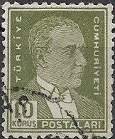 TURKEY 1931 Kemal Ataturk -10k. - Green  FU - Gebraucht