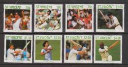 St Vincent 1988 Cricket / Famous Cricketer Set 8 MNH - St.Vincent Und Die Grenadinen