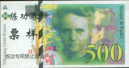 BOC (Bank Of China) Training Banknote, France 500 Francs   Banknote Specimen Overprint - China