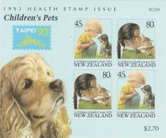 New Zealand 1993 Taipei 93 Children's Pets Mini Sheet  MNH - Blocks & Kleinbögen