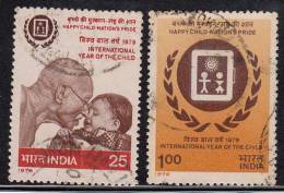 Gandhi & Child. IYC. Internation Year Of Child, Set Of 2 Used, India - Mahatma Gandhi