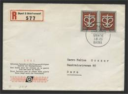 SWITZERLAND, SWISS DONATION 20+80 CENTIMES IN PAIR 1945 ON ILLUSTRATED  R-COVER - Briefe U. Dokumente