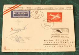 FIRST FLIGHT COVER Erstflug   AUA   Wien London  #cover2084 - Primi Voli