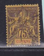 GUYANE N° 41 75C VIOLET SUR JAUNE TYPE ALLÉGORIQUE OBL - Otros & Sin Clasificación