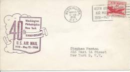 1958 Cover 40th Anniversary US Airmail  From Washington 15 May 1958 To New York  Front & Back Shown - 2c. 1941-1960 Covers
