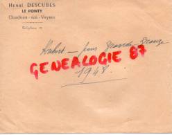 87 - ORADOUR SUR VAYRES - ENVELOPPE HENRI DESCUBES  LE PONTY 1948 - Zonder Classificatie