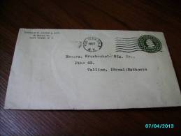 USA  POSTAL STATIONERY  COVER  1927 NEW YORK  TO  ESTONIA - 1921-40