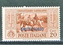 Castelrosso 1932 SS 5 Garibaldi N. 31 C. 20 Bruno Rosso MH  Cat. € 30 - Castelrosso