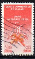 TURKEY 1960 125th Anniv Of Territorial War College - Crossed Sabres  30k. - Red And Yellow  FU - Usati