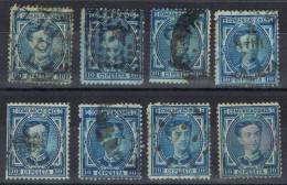 Lote 8 Sellos Alfonso XII 1876, Diversos Matasellos, Num 175 º - Used Stamps