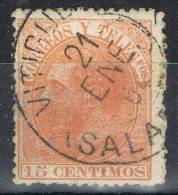 Sello 15 Cts Alfonso XII 1882, Fechador Trebol VITIGUDINO (salamanca), Num 210 º - Gebraucht