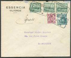 Diverses Valeurs Industruie/Ostende Douvres Obl. Télégraphique VILVOORDE T * T Sur Lettre Exprès Du 7-I-1949 Vers La Bou - 1948 Exportación